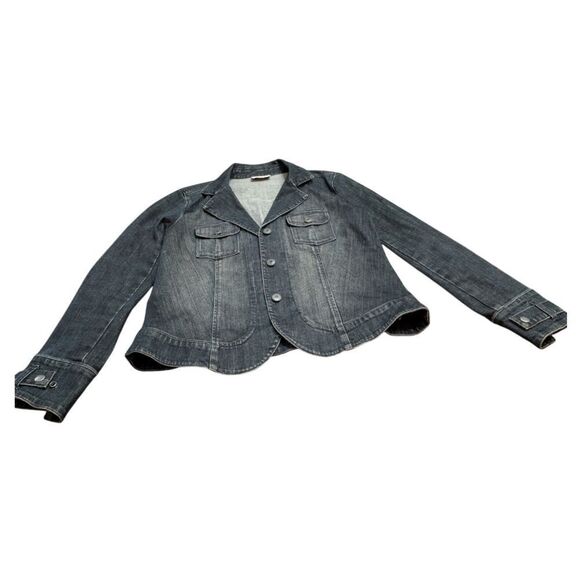 black size L v-neck denim  jean jacket - Picture 3 of 7